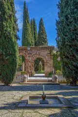 Fototapeta na wymiar Architectural structure in a very beautiful garden in the city of Granada, Andalusia, Spain