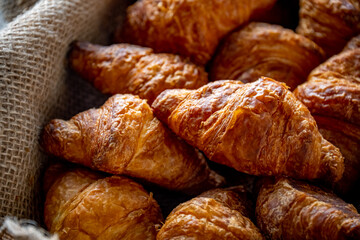 Freshly baked croissants.
Delicious croissants image.