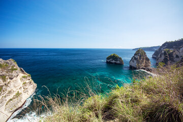 Beautiful diamond beach in penida island, bali, indonesia