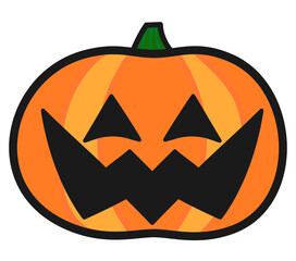 ハロウィン用のおばけカボチャイラスト。アウトラインあり。