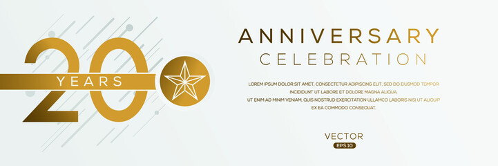 20 years anniversary celebration template, Vector illustration.