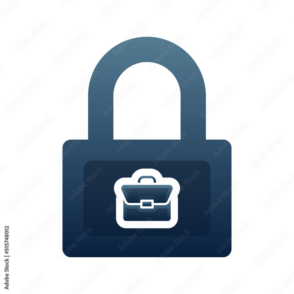 Poster suitcase lock logo gradient design template icon element