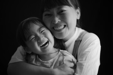 笑顔の親子