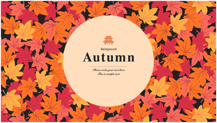 秋、もみじ彩るフレーム-手描き