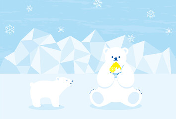 vector background with polar bear with Japanese shaved ice dessert for banners, cards, flyers, social media wallpapers, etc.