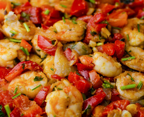 prawns on a plate, dinner, colorful dish, food photo