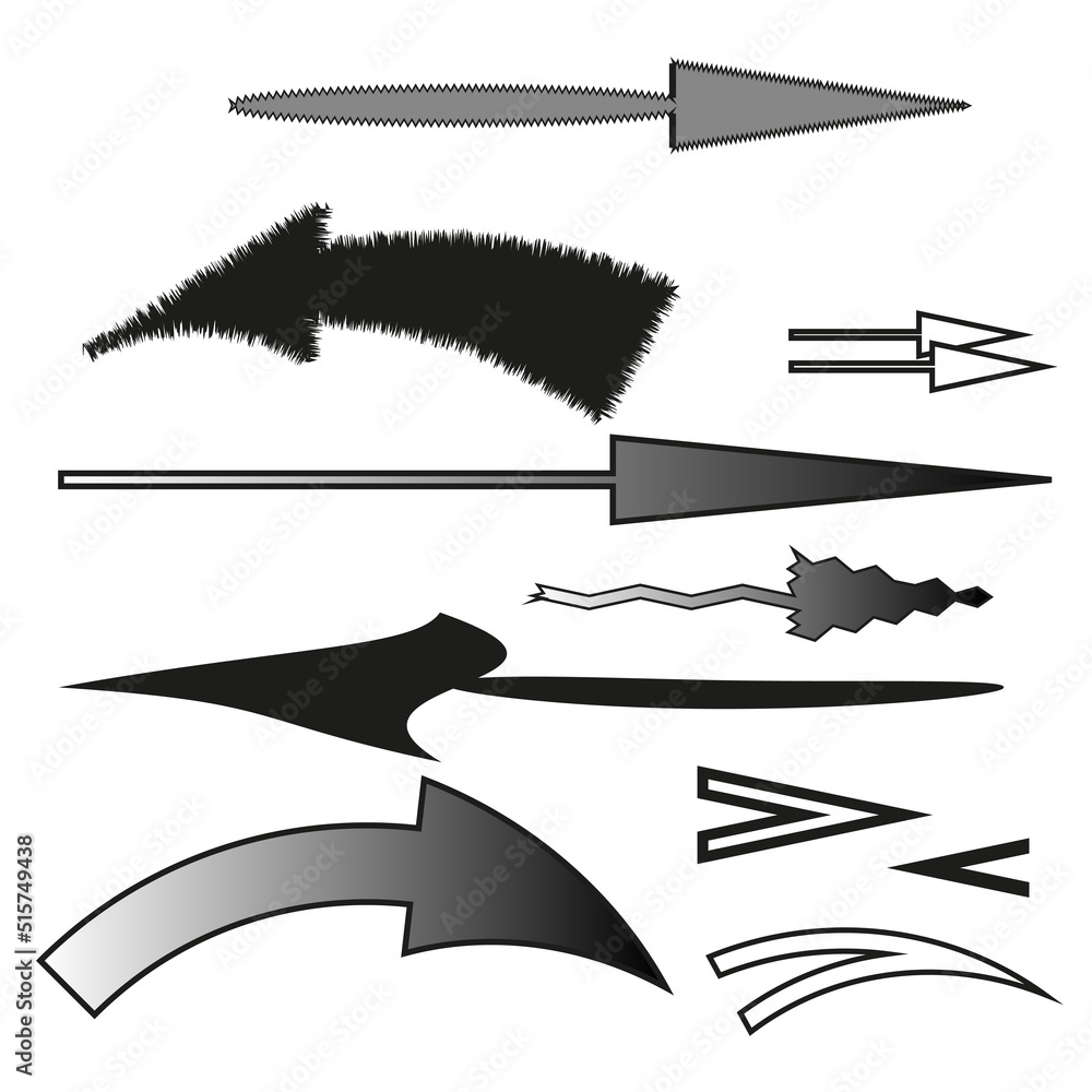 Poster different arrows in modern style. sketch infographic set with different arrows. vector illustration.