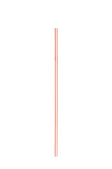 Red and white plastic straw on a white background.