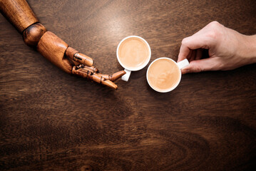 coffee cups. Hand with coffee cup. Concept. photo. Coffee. Time. Business. 