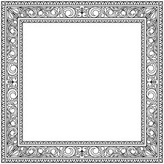 Decorative black and white ornate retro floral blank frame