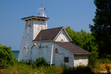 ruined lighthouse with blue sky