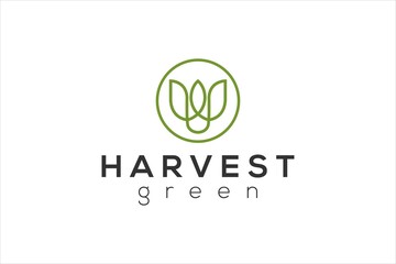 Green leaves logo icon harvest farming illustration symbol agricultural
