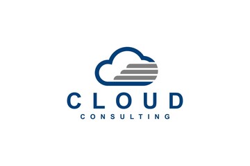 Cloud data logo with line storage modern technology internet speed access database