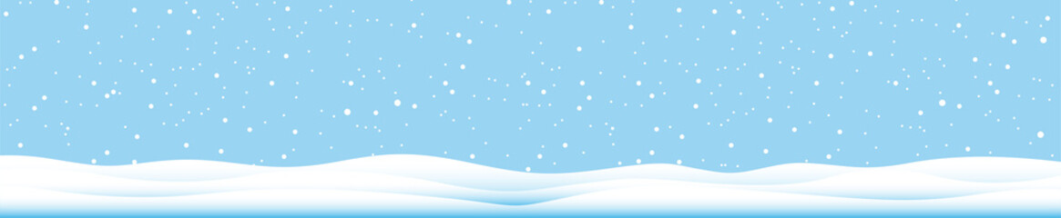 Snowflakes and Winter background, Winter landscape, Horizontal banner , vector illustration.