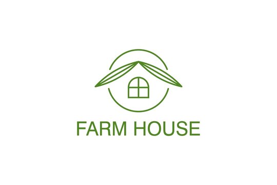 Farm house icon logo design agricultural growing company nature leaf roof