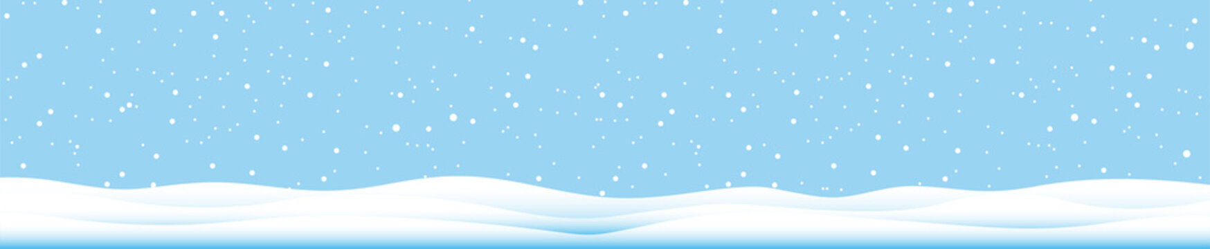 Snowflakes and Winter background, Winter landscape, Horizontal banner , vector illustration.