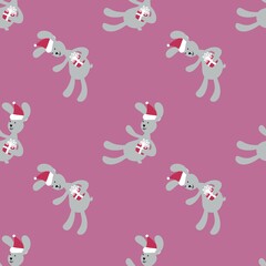Christmas seamless new year rabbit pattern for wrapping paper and clothes print and kids and gifts and fabrics