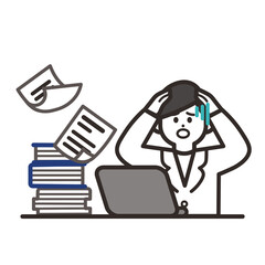 仕事山積みな白衣の男性