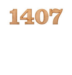 Number 1407 - Piece of wood isolated on white background