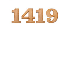 Number 1419 - Piece of wood isolated on white background