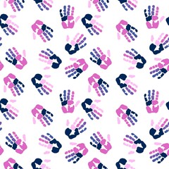 Handprint seamless team work pattern for school and kids and wrapping paper and notebooks and clothes print