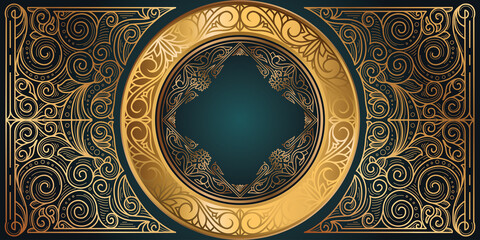 Golden ornate floral decorative vintage blank card