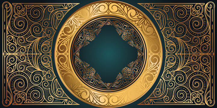 Golden ornate floral decorative vintage blank card