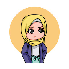 Illustration of young muslim women wearing hijab