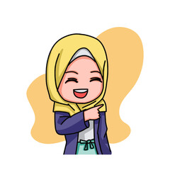 Illustration of young muslim women wearing hijab