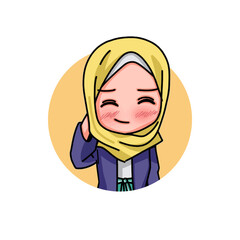 Illustration of young muslim women wearing hijab