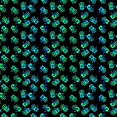 Handprint seamless team work pattern for school and kids and wrapping paper and notebooks and clothes print