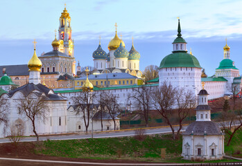 Fototapeta na wymiar Domes of the Trinity-Sergius Lavra