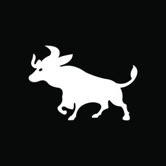 White bull animal vector logo design 