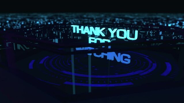 Thank you for watching 3D cinematic Hi tech technology title abstract background. 4K 3D render seamless loop  Ending cover for end scence trailer.