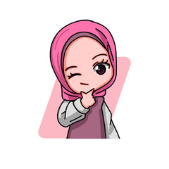 Cute Female Muslim Character.