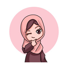 Cute Female Muslim Character.