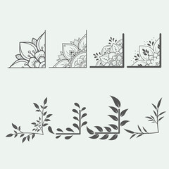 Floral corner shapes, Leaves border frame illustration