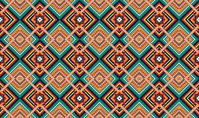 Geometric ethnic flower pattern for background,fabric,wrapping,clothing,wallpaper,Batik,carpet,embroidery style.