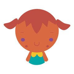 pequeña niña, ilustración infantil nena con coletas