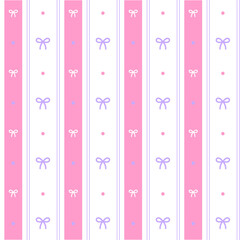 Purple Pink Pastel Ribbon Bow Present Gift Box Vertical Line Stripe Dot Dash Line Circle Seamless Pattern Vector Illustration Tablecloth, Picnic mat wrap paper, Mat, Fabric, Textile, Scarf