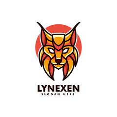 Fototapeta premium Vector Logo Illustration Lynx Simple Mascot Style.