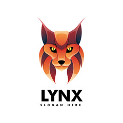 Vector Logo Illustration Lynx Gradient Colorful Style.