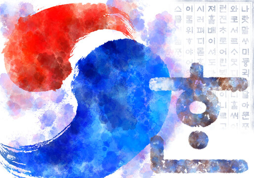 Graphic images applied with the Korean flag Taegeukgi, which can be used as a graphic background on Korean national holidays.