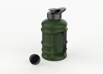 2 liter sports water bottle for gym isolated on white backgroun. 3d illustration