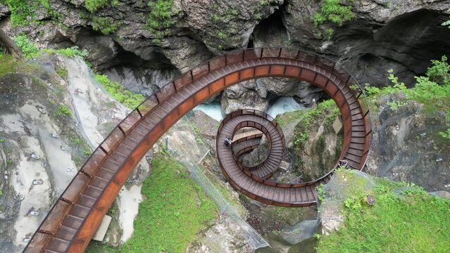Liechtenstein gorge Liechtensteinklamm with staircase called Helix in Salzburgerland, Austria