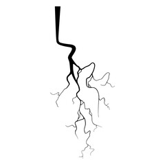 Fototapeta premium Crack on concrete or ground due to aging or drought. Fissure isolated in white background. Monochrome vector illustration