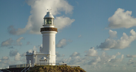 close up of the historic lighthouse at byron bay