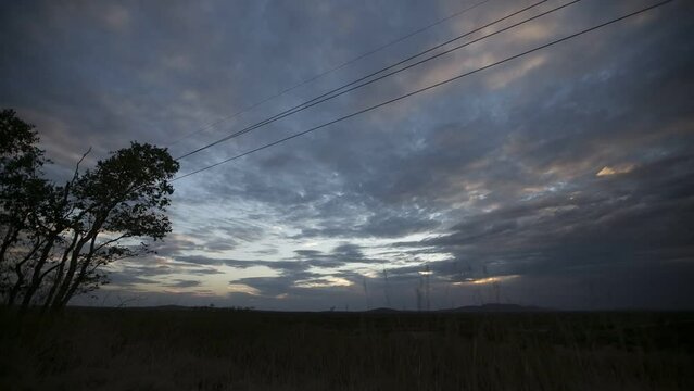Full HD Holy grail timelapse sunset over the mountain, isolated tree at Hope down 4 mine site, Pilbara region, Perth western of Australia  