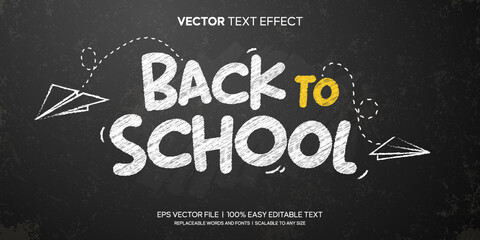 blackboard back to school chalk editable text effect - obrazy, fototapety, plakaty