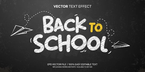 Tuinposter blackboard back to school chalk editable text effect © HeicreativeStudio